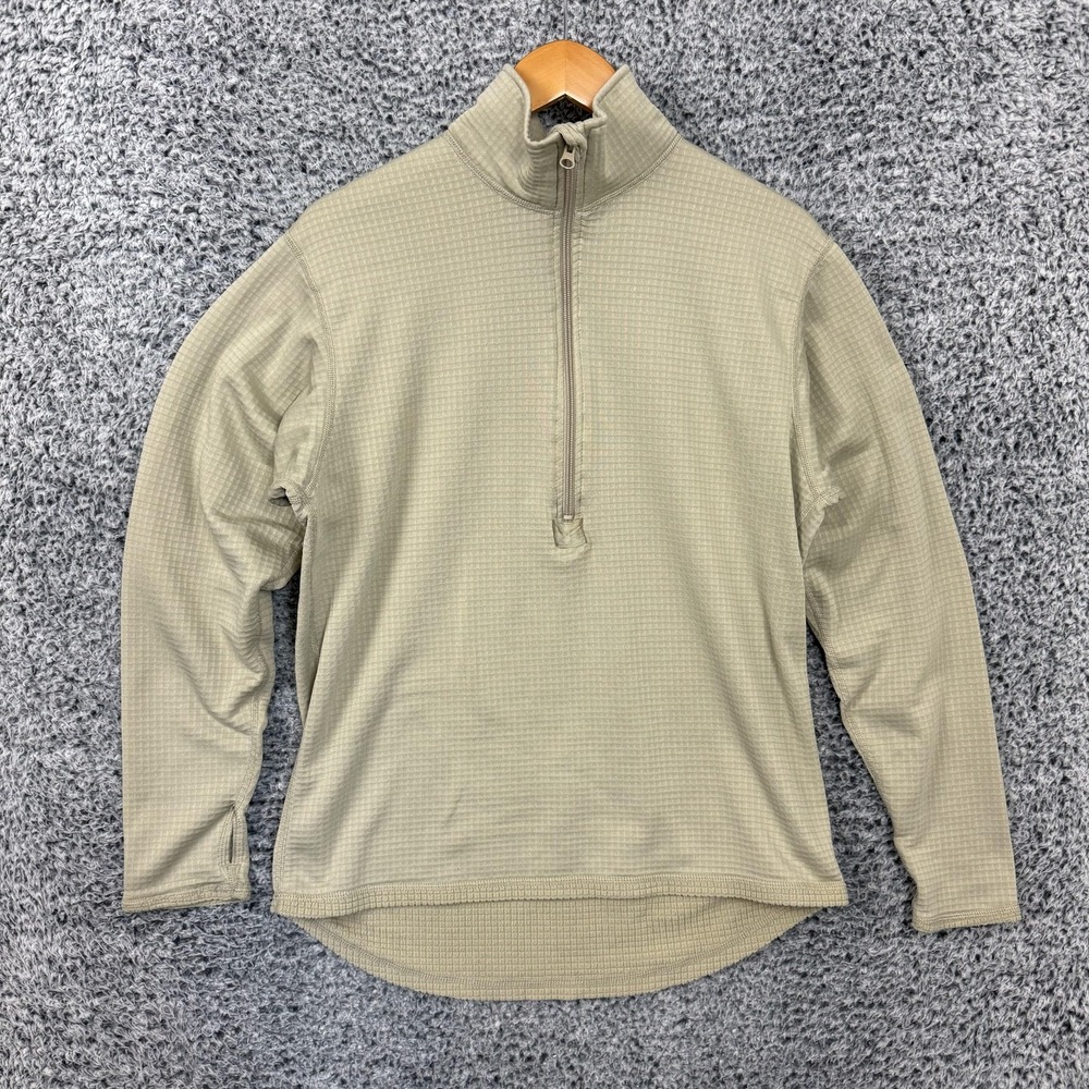 US Army Waffle Top Shirt Mens Large Desert Sand 1/2 Zip Thermal GEN III Polartec